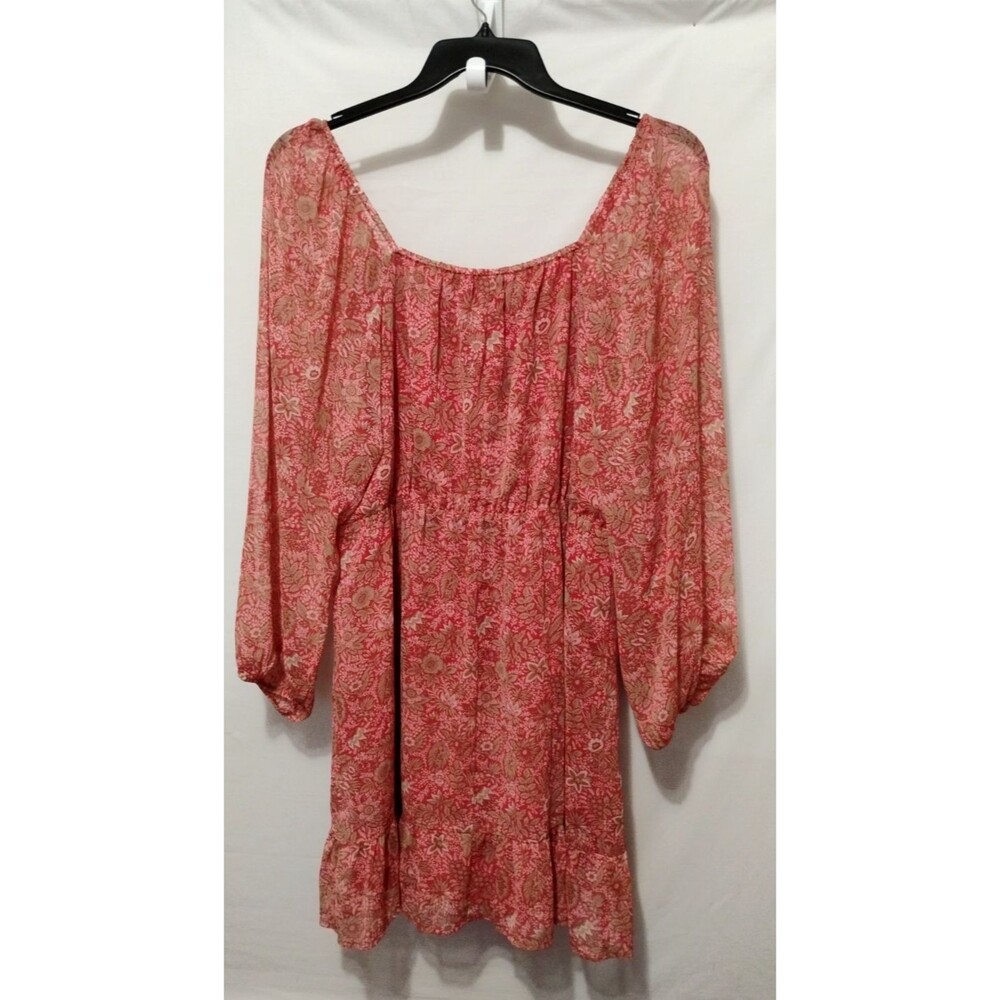 NWT Banana Republic Dress Womens L Coral Chiffon Boho Flounce ($89) - Picture 5 of 9